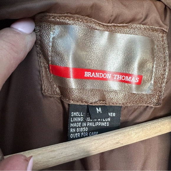Brandon Thomas Brown Bronze Leather Coat Size Medium - Picture 6 of 8